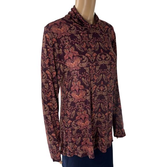 Soft Surroundings Brown Paisley Chloe Turtleneck Top - Picture 4 of 7